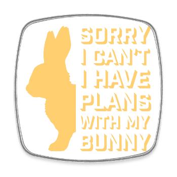 Sorry I Can't I Have Plans With My Bunny Hase Logo - Viereckiger Kühlschrankmagnet - Weiß - Vorne