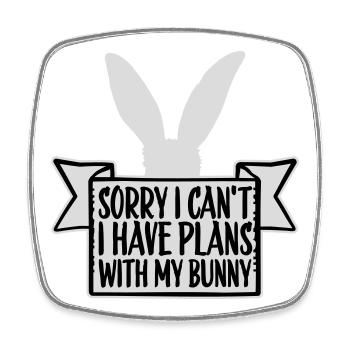Sorry I Can't I Have Plans With My Bunny Hase Logo - Viereckiger Kühlschrankmagnet - Weiß - Vorne