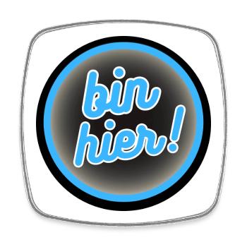 Bin Hier! Neon Kreis Badge - Viereckiger Kühlschrankmagnet - Weiß - Vorne