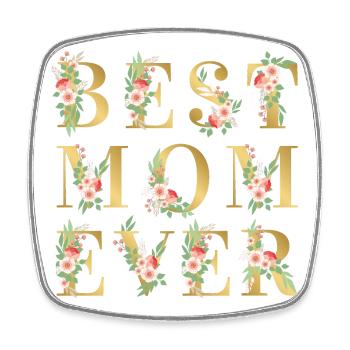 Meilleur cadeau fleuri doré de maman jamais réalisé pour la fête des mères - Magnet carré - blanc - Devant