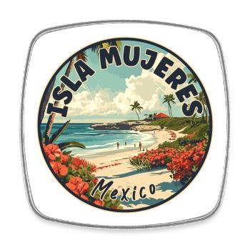 Découvrez le Paradis Tropical Isla Mujeres Mexico - Magnet carré - blanc - Devant
