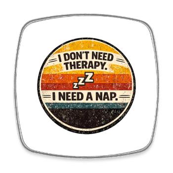 Retro Nap Humor Kreisbadge - Viereckiger Kühlschrankmagnet - Weiß - Vorne