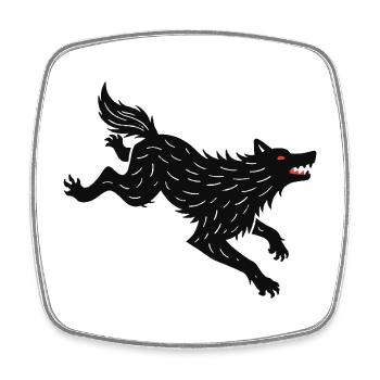 Black wolf runs - Square fridge magnet - white - Front