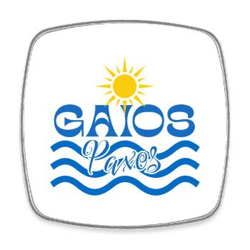 Gaios Paxos Soleil et Vagues - Magnet carré - blanc - Devant