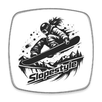 Slopestyle Snowboard Action in den Bergen - Viereckiger Kühlschrankmagnet - Weiß - Vorne