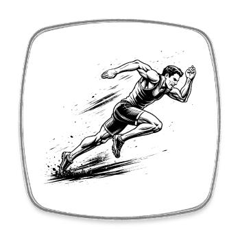 100 m sprinteur dans le style Comic-Ink - Magnet carré - blanc - Devant