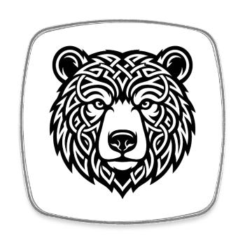 Ours vikings Brskr Style de guerrier nordique - Magnet carré - blanc - Devant