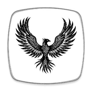 Tribal Phoenix mit ausgebreiteten Flügeln - Viereckiger Kühlschrankmagnet - Weiß - Vorne