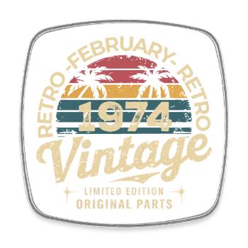 February 1974 | Awesome since February 1974 - Square fridge magnet - white - Front