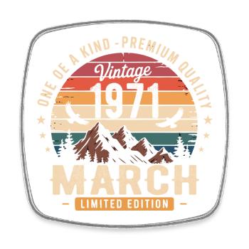 March 1971 55th Anniversary Gift March 1971 - Square fridge magnet - white - Front