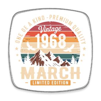 March 1968 58th Anniversary Gift March 1968 - Square fridge magnet - white - Front