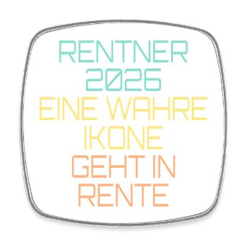 Rentner 2026 Ikone Rente - Viereckiger Kühlschrankmagnet - Weiß - Vorne