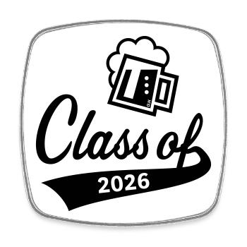 Class Of 2026 (Graduating Class / Beer / Black) - Square fridge magnet - white - Front