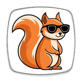 Eichhörnchen-Schwarzbrillen-Cartoon - Viereckiger Kühlschrankmagnet - Weiß - Vorne