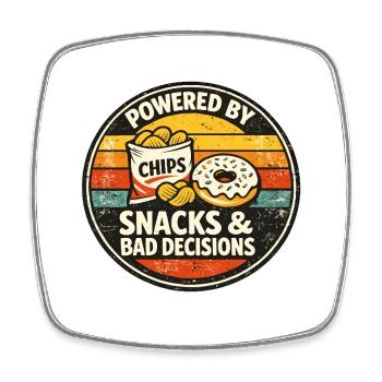 Propulsé par les chips – Snacks et mauvaises décisions - Magnet carré - blanc - Devant