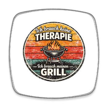 Therapie? Nein, Mein Grill - Viereckiger Kühlschrankmagnet - Weiß - Vorne
