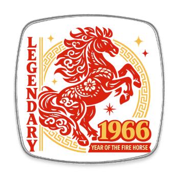1966 Fire Horse Legend 60th Birthday Gift - Square fridge magnet - white - Front