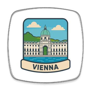 Insigne de voyage rétro Hofburg Palac de Vienne Autriche - Magnet carré - blanc - Devant