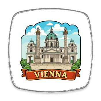 Emblème rétro du ruban de la Karlskirche de Vienne Autriche - Magnet carré - blanc - Devant