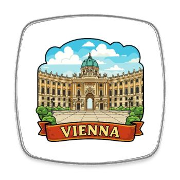 Écusson de voyage du Ruban Palac Hofburg de Vienne Autriche - Magnet carré - blanc - Devant