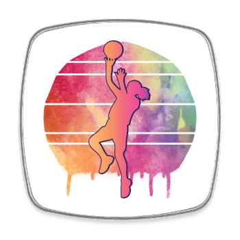 Aquarelle du joueur de basket-ball - Magnet carré - blanc - Devant