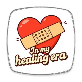 In My Healing Era – Positiver Herz Spruch - Viereckiger Kühlschrankmagnet - Weiß - Vorne