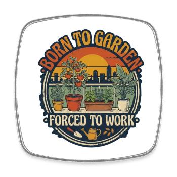 Born to Garden - Urban Gardening Retro Style - Viereckiger Kühlschrankmagnet - Weiß - Vorne