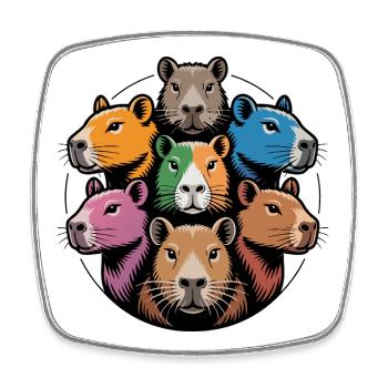 Multicolor Capybara Round Colorful Water Glows - Square fridge magnet - white - Front