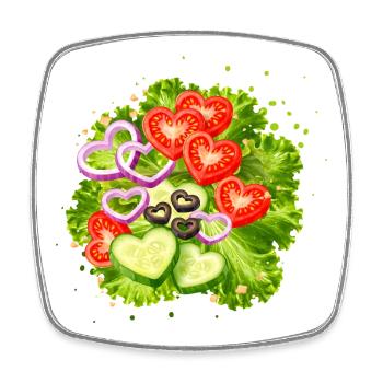 Salat mit Gemüse in Herzform Illustration  - Viereckiger Kühlschrankmagnet - Weiß - Vorne