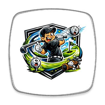 Golfer mit Happy Swing - Viereckiger Kühlschrankmagnet - Weiß - Vorne