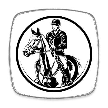 Silhouette de l’homme à cheval - Magnet carré - blanc - Devant