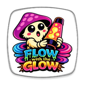 Pilz Lava Lampe Flow - Viereckiger Kühlschrankmagnet - Weiß - Vorne