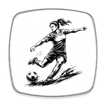 Power Kick – Women's Soccer Illustration - Square fridge magnet - white - Front