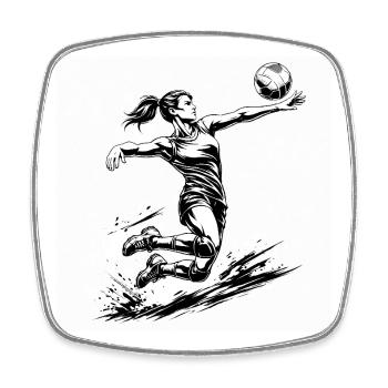 Volleyball Power – Dynamische Spielerin - Viereckiger Kühlschrankmagnet - Weiß - Vorne