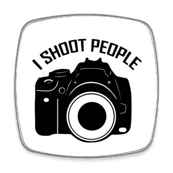 I Shoot People – Funny Photographer Camera Design - Square fridge magnet - white - Front