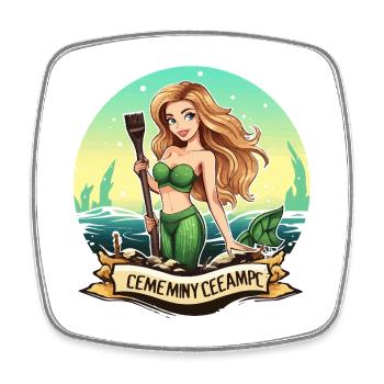 Peintre de plage de la Sirène Verte - Magnet carré - blanc - Devant