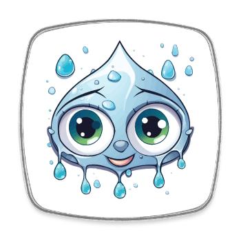 Kawaii Wassertropfen Motiv - Viereckiger Kühlschrankmagnet - Weiß - Vorne