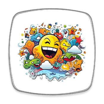 Motif de bande dessinée La Joie du Soleil - Magnet carré - blanc - Devant