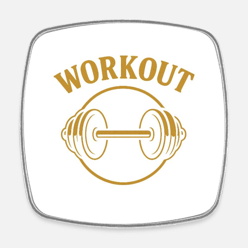 Golden Dumbbell Workout - Square fridge magnet - white