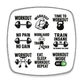 Power Gym Black Patterns Workout - Square fridge magnet - white - Front