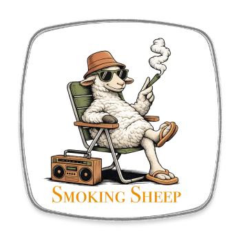 Smoking sheep in chill mode - Square fridge magnet - white - Front