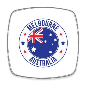 Melbourne Flag Circle Badge - Square fridge magnet - white - Front