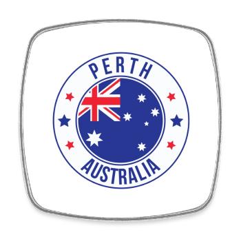 Perth Australia Circle Abzeichen - Viereckiger Kühlschrankmagnet - Weiß - Vorne