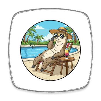 Summer Otter Animal Relaxing von Pool Art - Viereckiger Kühlschrankmagnet - Weiß - Vorne
