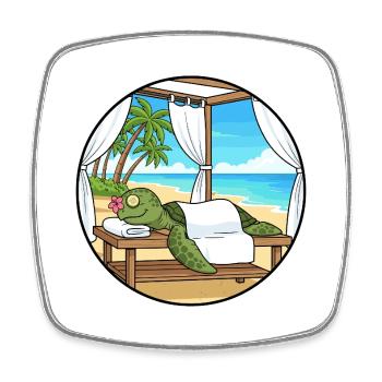 Beach Spa Turtle Animal Relaxing Art - Square fridge magnet - white - Front