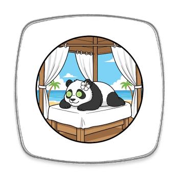 Beach Spa Panda Bear Relaxing Art - Square fridge magnet - white - Front