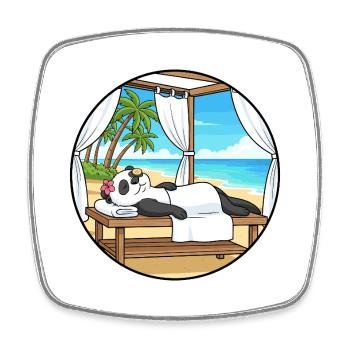 Beach Spa Panda Bear Relaxing Art - Square fridge magnet - white - Front
