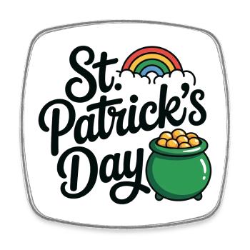 St Patricks Day Pot of Gold Rainbow Lucky Design - Square fridge magnet - white - Front
