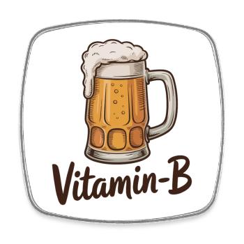 Vitamin-B lustiger Bierkrug Alkohol Wortspiel-Design - Viereckiger Kühlschrankmagnet - Weiß - Vorne