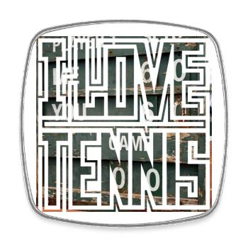 J’AIME LE TENNIS, tableau d’affichage, t-shirt d’idées cadeaux - Magnet carré - blanc - Devant
